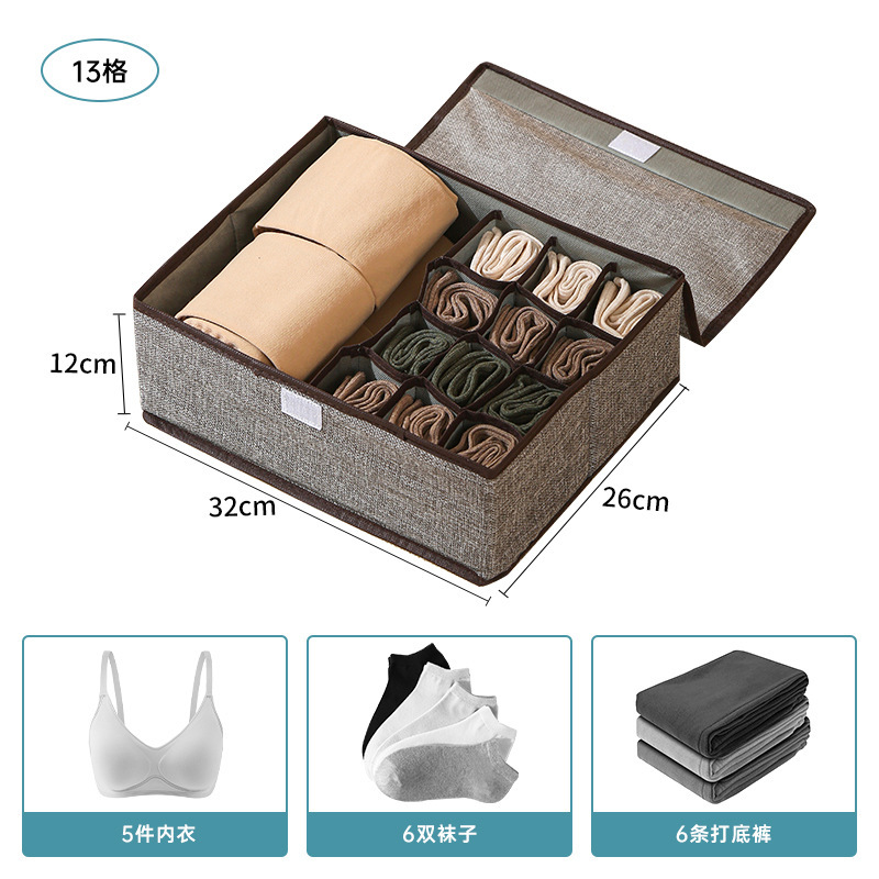 Caja de almacenamiento de calcetines con cubierta para ropa interior casera cajón de escritorio armario de almacenamiento de ropa de alta calidad