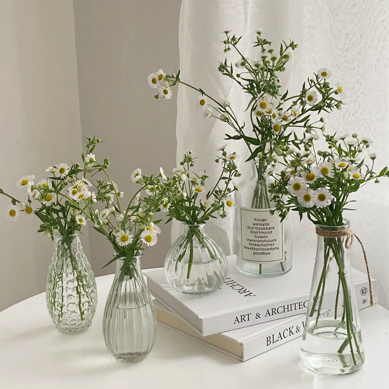Ретро легкая Роскошная прозрачная стеклянная Маленькая ваза с тиснением в стиле украшения дома и гостиной Карманный реквизит для организации цветов реквизит для стрельбы