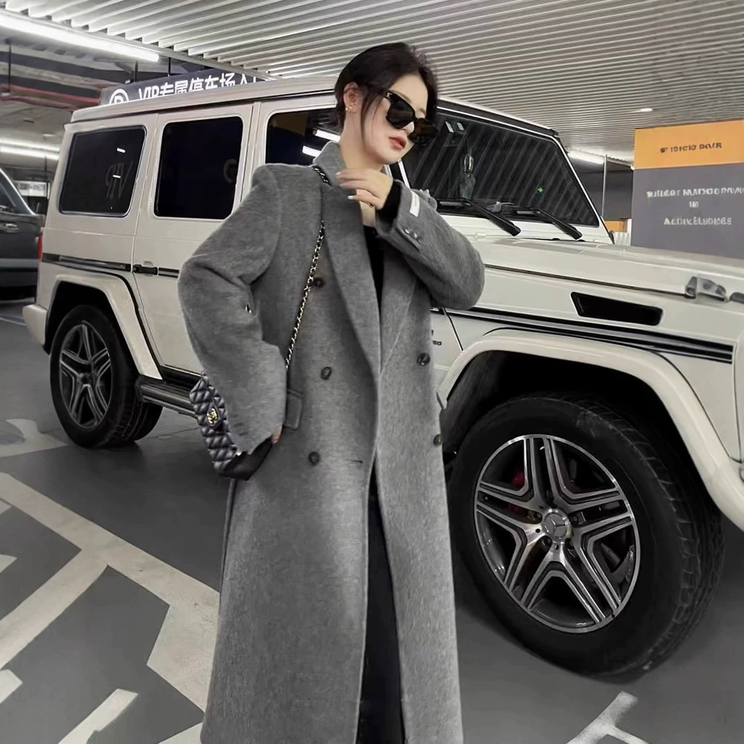 【3001】Тонкая высококачественная двусторонняя шерстяная верхняя одежда, длинный костюмный ремень на правое плечо, двусторонняя кашемировая верхняя одежда.