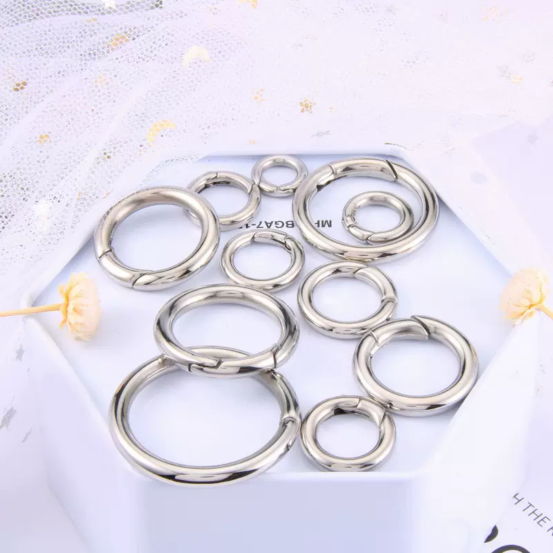 316不锈钢开口扣diy手工箱包扣圆环饰品配件实心钥匙扣304弹簧扣