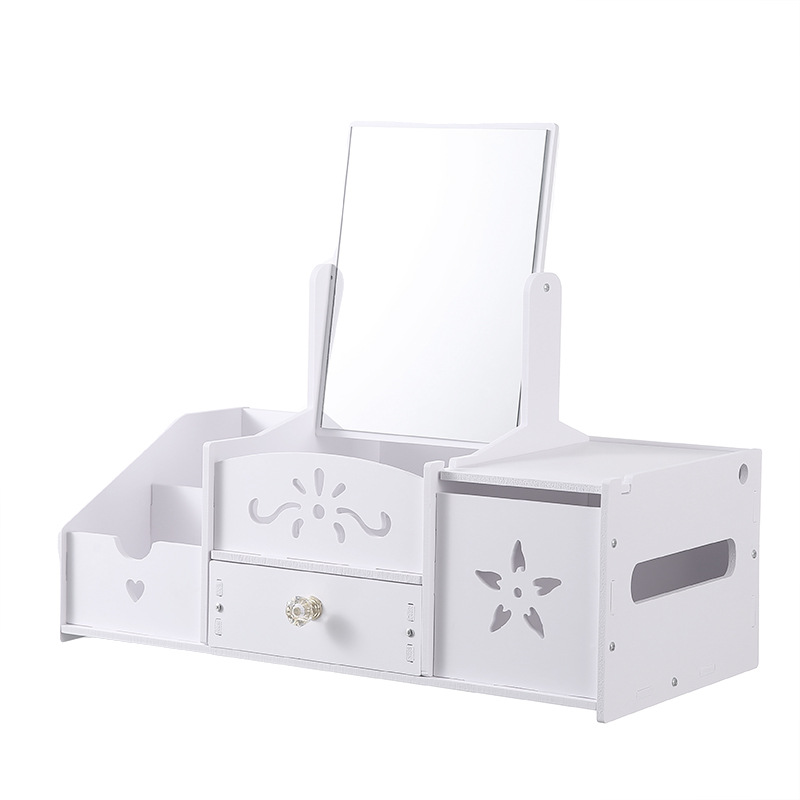 Caja de pañuelos cuadrada extra grande con espejo.