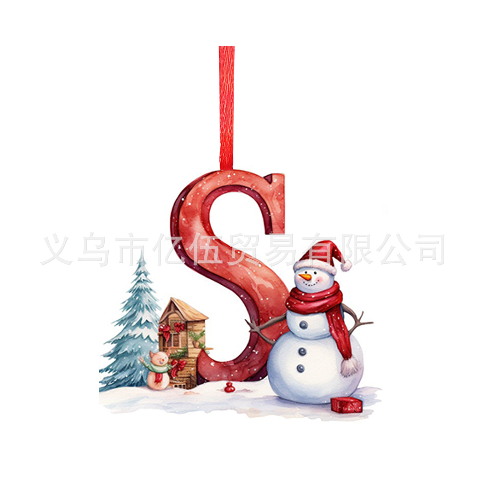 Nuevos productos transfronterizos 26 letras muñeco de nieve bebé colgante de Navidad acrílico plano árbol de Navidad decoración para el hogar colgante image 24