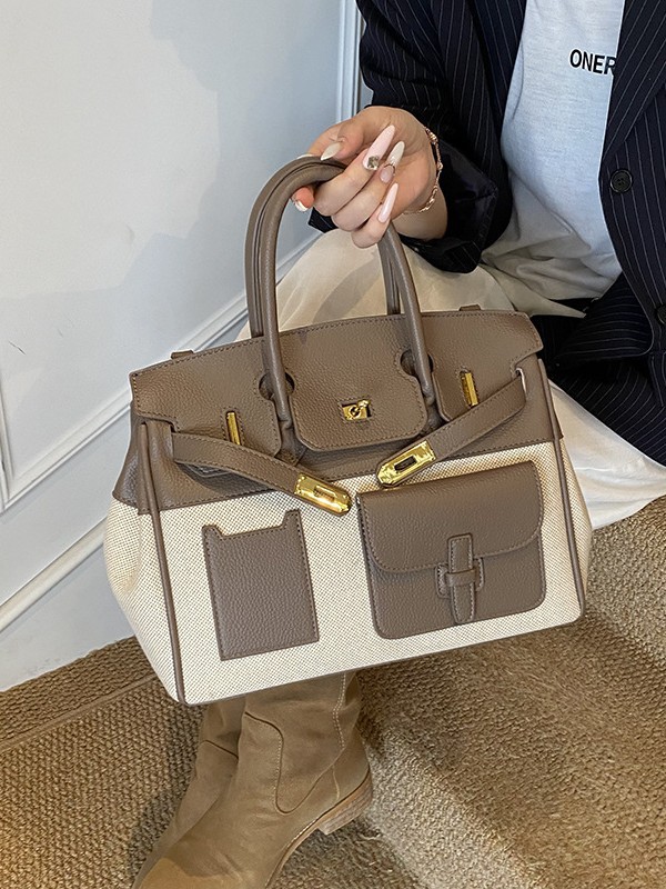 Bolso de mujer 2025 nuevo color transfronterizo de platino bolso de mano tote de gran capacidad de transporte universal mochila de hombro