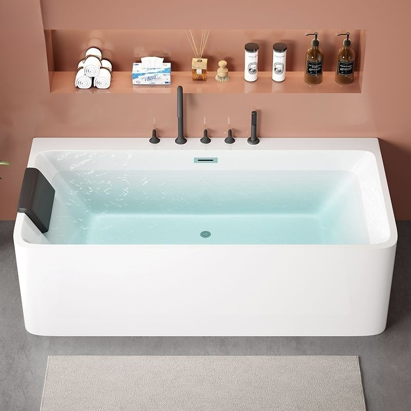 Simple Square Acrylic Japanese-Style Bathtub, Freestanding, Suitable for Small Households, Deep Soaking, Seamless Bathtub for Hotels, Mini Bathtub