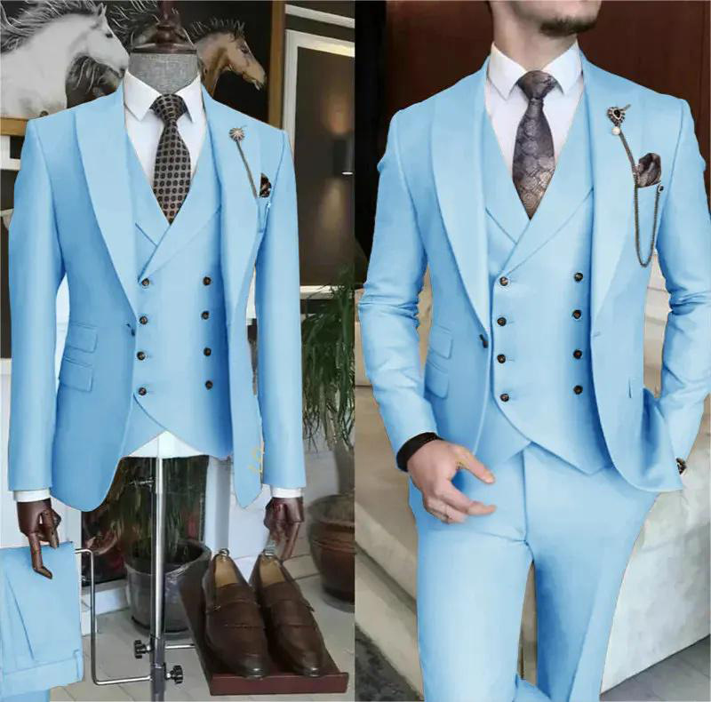 アマゾンのクロスボーダーのドレスの結婚式の新郎のスーツの男性は欧米のスーツの3つのセットのビジネスのレジャーのスーツを修理します。|undefined