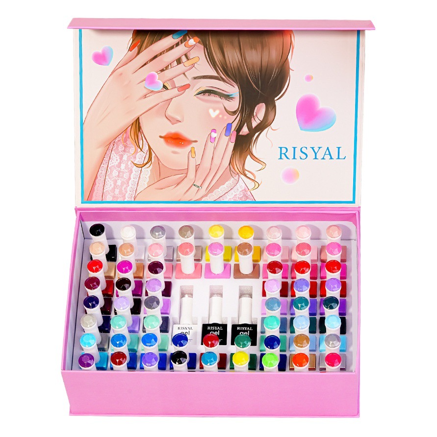 Esmalte de uñas pegamento conjunto completo al por mayor 60 color botella traje de salón de uñas templado esmerilado sellado capa inferior pegamento transfronterizo exclusivo