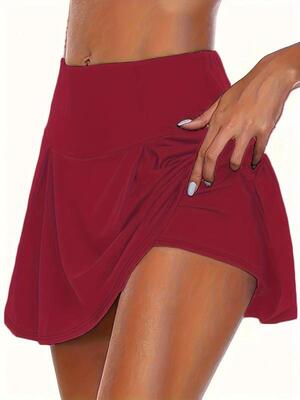 C3299 代发速卖通亚马逊跨境新款运动裙大码纯色拼接二合一休|ru