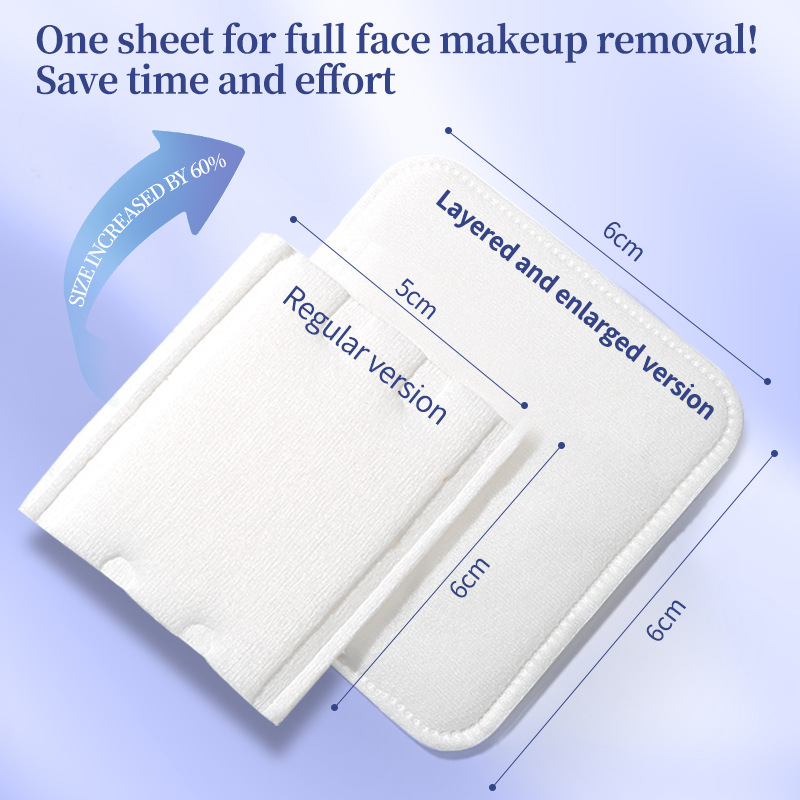 LMLTOP 6cm más amplio, 100 piezas de algodón de maquillaje plano cuadrado de doble cara, algodón húmedo de eliminación de maquillaje, suministro transfronterizo