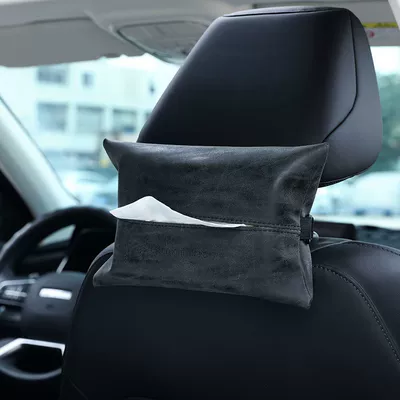 Simple fabric car tissue box creative hanging car tissue box napkin paper box car supplies car accessories (Car tissue box/set) - carbon-black