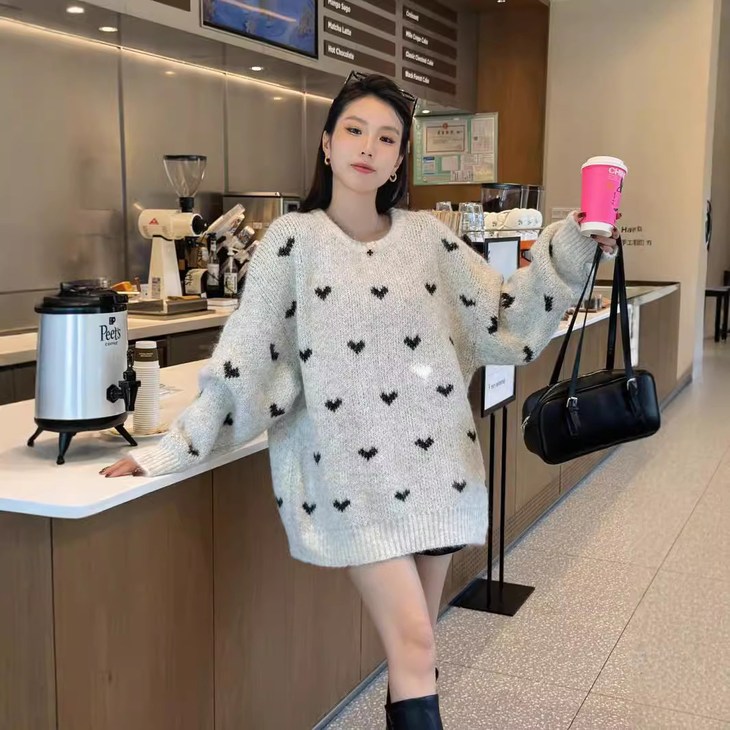 24 invierno Puyuan dj suave glutinoso amor suéter largo para mujeres otoño invierno engrosado 2024 nuevo