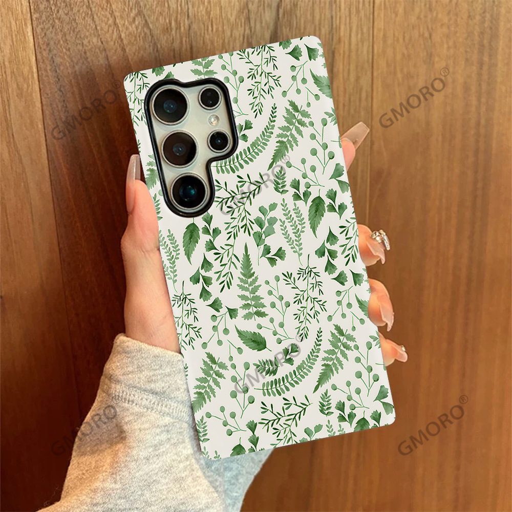 亚马逊爆款绿色植物适用三星S25/S24手机壳菲林二合一双层防摔套
