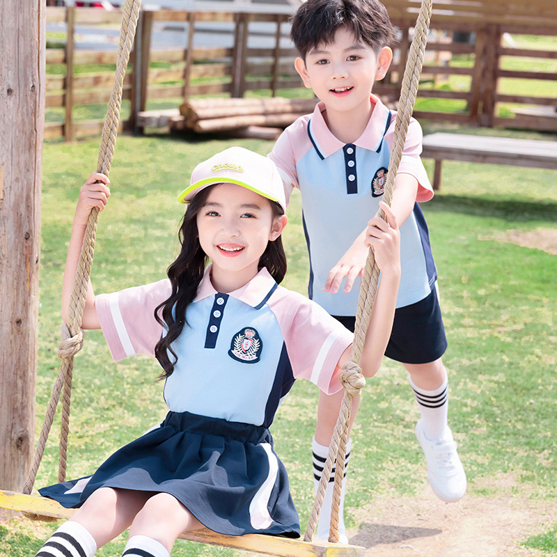 유치원 학교 옷 여름 어린이 졸업 사진 영국 스타일 대학 스타일 여름 초등 및 중등 학교 학생을위한 반팔 학교 유니폼 수업 옷