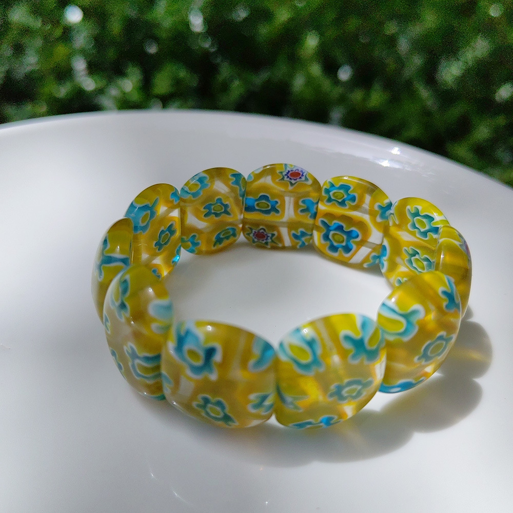 50g Weight Stretch Adjustable Clasp Closure Type Bracelets Classification glass Chain Material Handmade Chain Chain Type 1 Piece Quantity Daily Occasion glass Material Flower Pattern All Seasons Season Women's Gender Simple Style Style Simple Style Flower Glass Handmade Chain Stretch Adjustable Beaded Bracelets Wholesale 无