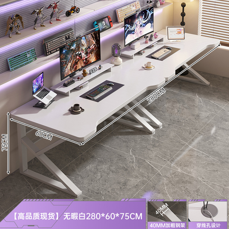 Mesa de computadora para dos personas lado a lado pareja mesa de deportes electrónicos mesa de trabajo escritorio de escritorio casero de escritorio de oficina estudio mesa y silla set