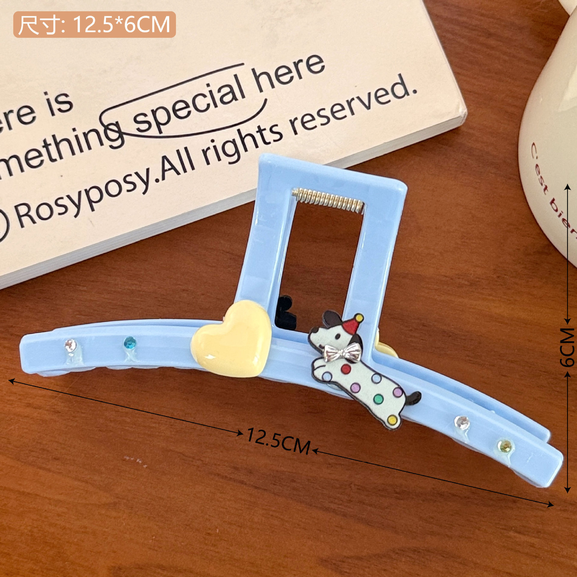 Clip de onda de amor azul, horquilla de disco en la parte posterior de la cabeza de la niña, clip de tiburón grande, sentido de diseño, horquilla de nicho, tocado