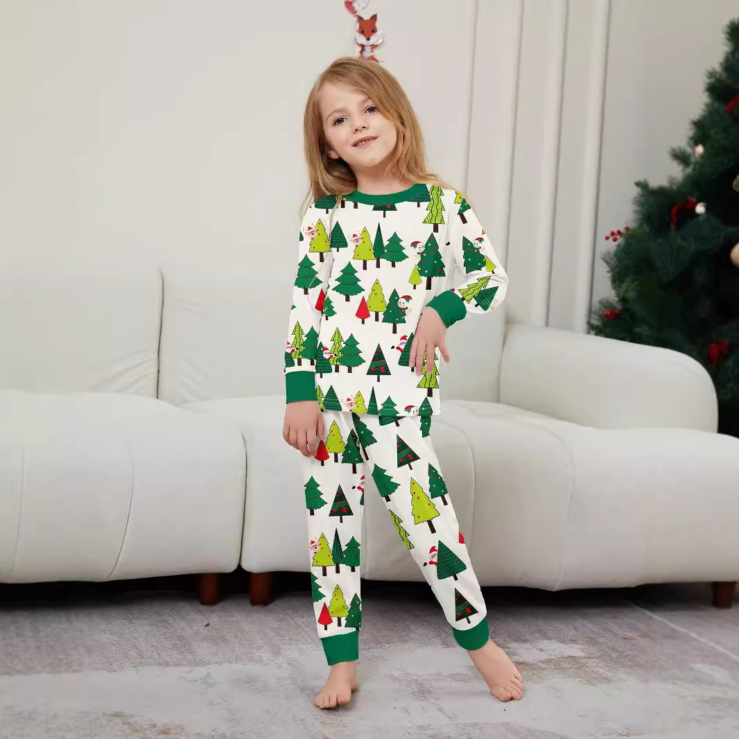 Vêtements de famille de Noël Père Noël bonhomme de neige cerf vêtements de maison imprimés pyjamas_voghion.com