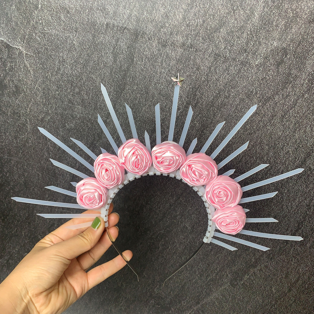 Retro Star Crown Flower Plastic Resin Hair Band display picture 4