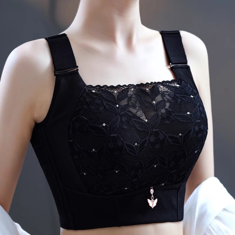 Plus tamaño grande y pequeño pecho sujetador fino colección anti-flacidez push up inalámbrico transpirable ropa interior de encaje sexy para mujeres