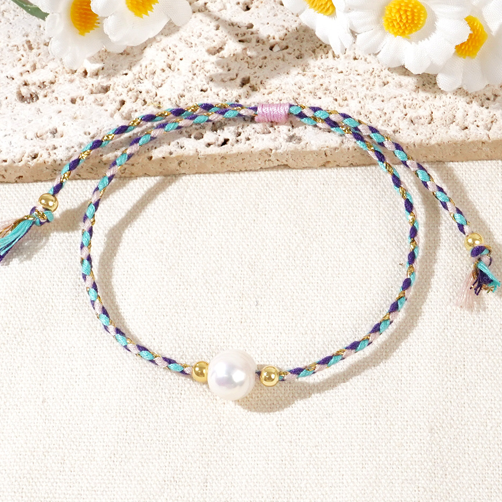 Geometric Casual Bohemian Imitation Pearl Rope Copper Bracelets Wholesale display picture 8