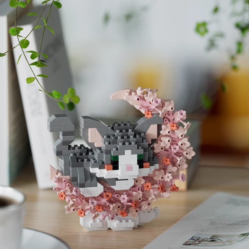 Cubierta de polvo, bloques de construcción, flores, compatible con Lego en maceta, flores de hibisco, juguetes de ensamblaje para niños, venta al por mayor transfronteriza de San Valentín