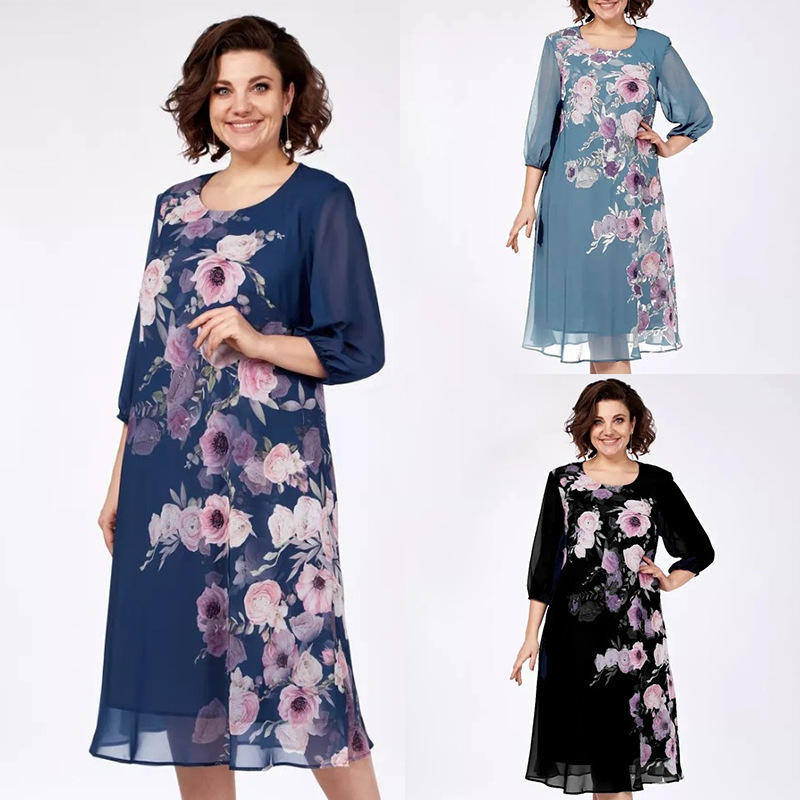 2026 New Cross-Border European and American Independent Site Wish European and American Printed Dress Loose Plus-Size Dress 5578 2026 New Cross-Border European and American Independent Site Wish European and American Printed Dress Loose Plus-Size Dress 5578