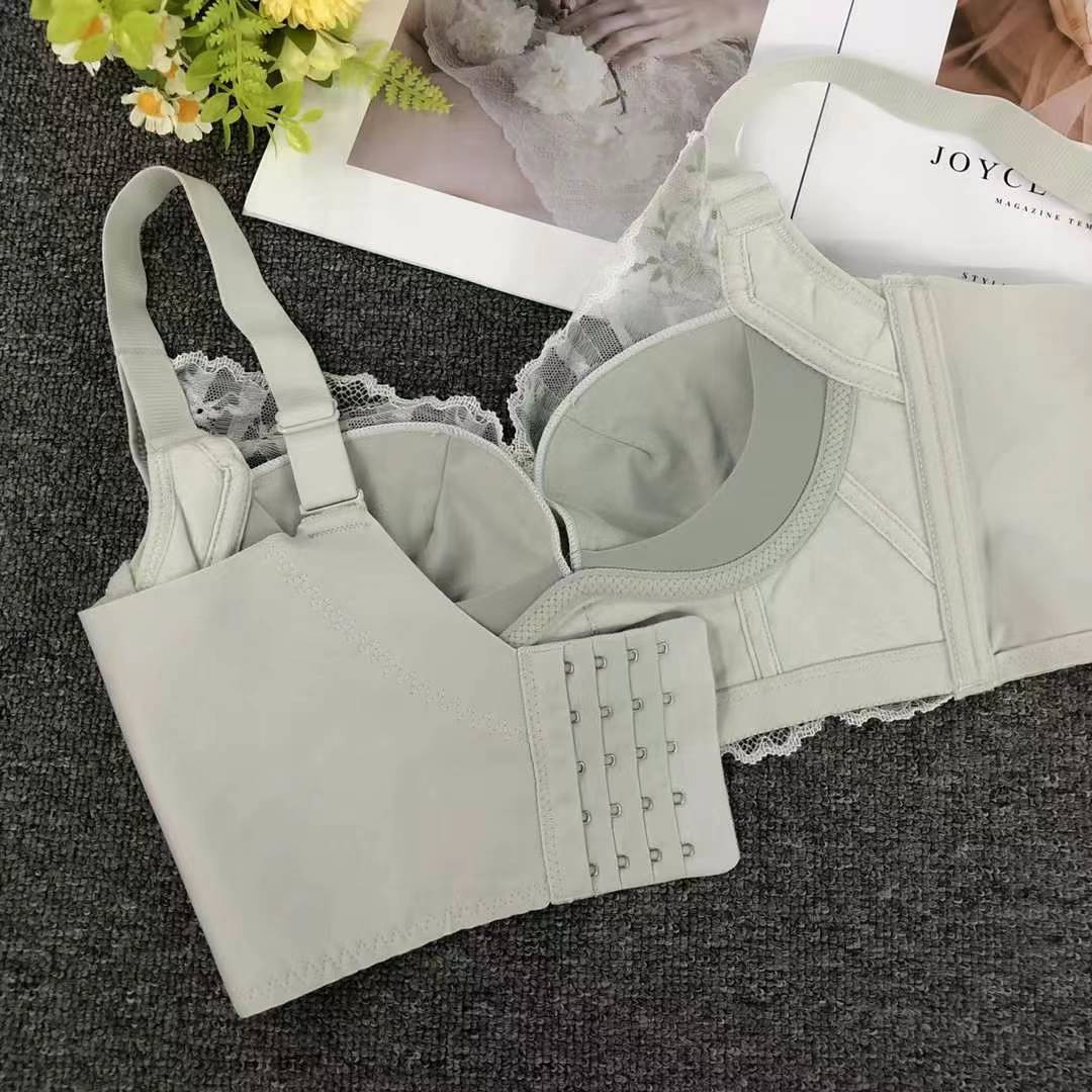 Nuevo sujetador de alta calidad de moda de encaje jacquard transpirable y cómodo ajuste lateral de pecho de cinco botones ropa interior mujer image 5