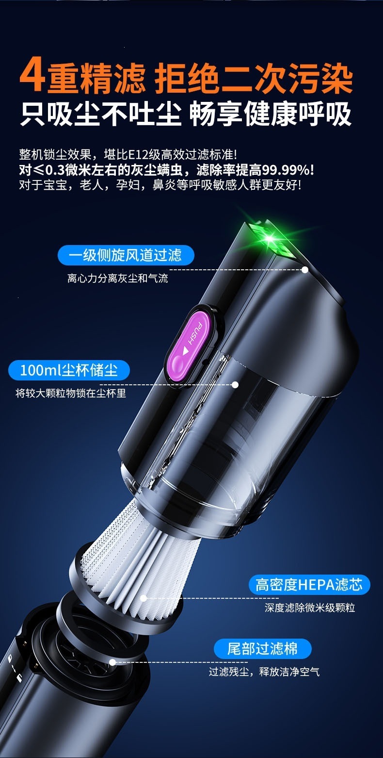 New Car Vacuum Cleaner, Multifunctional, Powerful, Wireless, Super Suction, Handheld, Small, Household, High Power