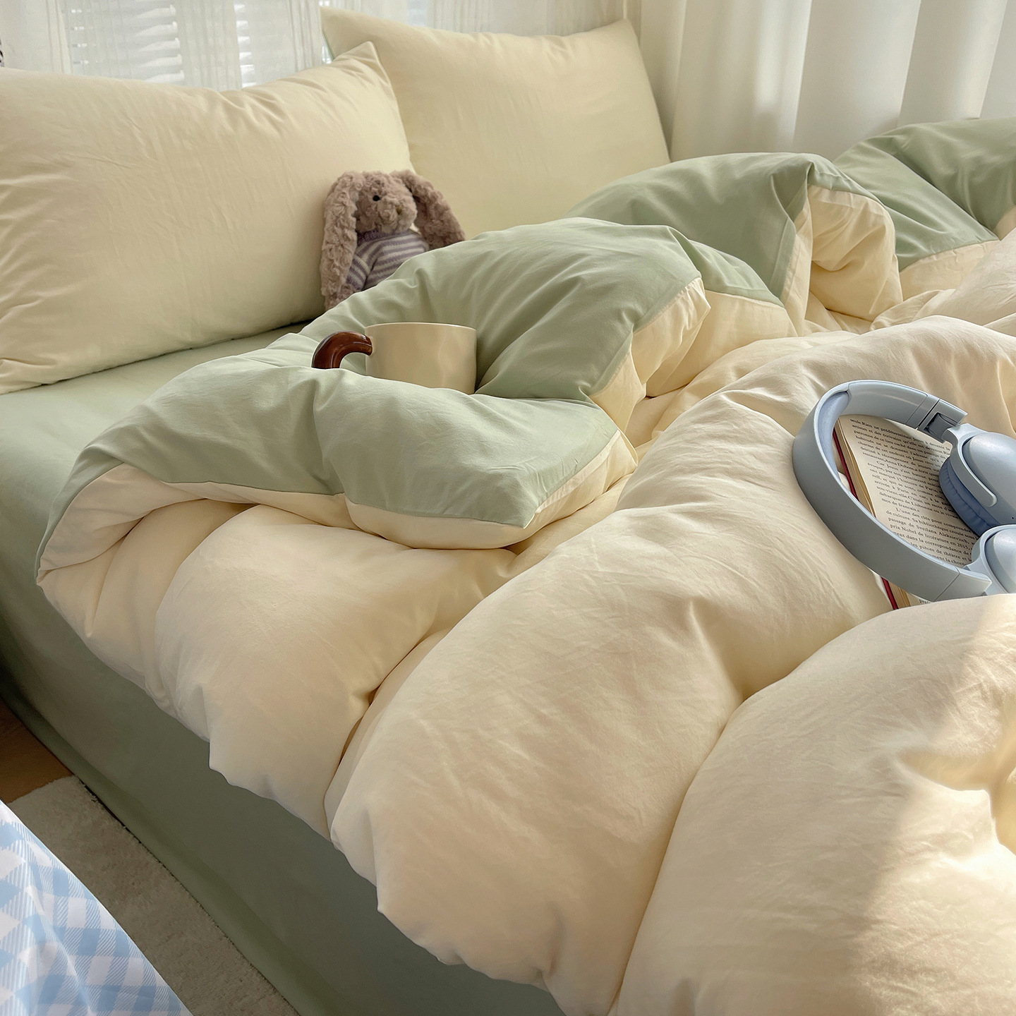 A clase madre y bebé ropa de cama de color sólido cuatro piezas de algodón puro sábanas de cama cubierta cubierta dormitorio de tres piezas
