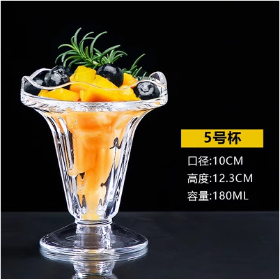 Tazón de yogur de vidrio Taza de postre de frutas Taza de helado Tazón de polvo de hielo Taza de desayuno creativa Taza de batido Taza de helado de bebida fría