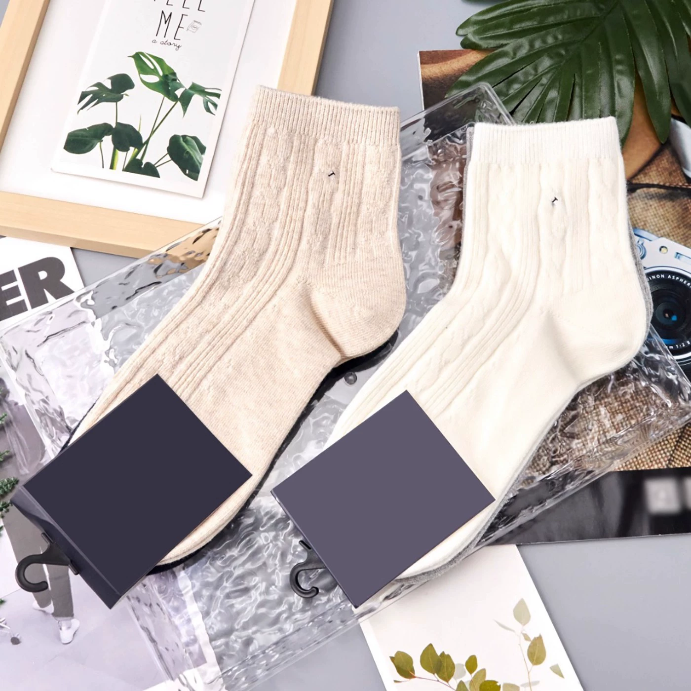 2025 New Pony Embroidered Cable Cotton Two-Pair Socks