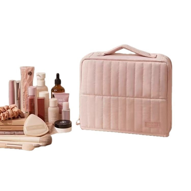 Nueva bolsa de maquillaje vertical, bolsa de almacenamiento portátil de gran capacidad y alto valor facial, bolsa de lavado de división portátil