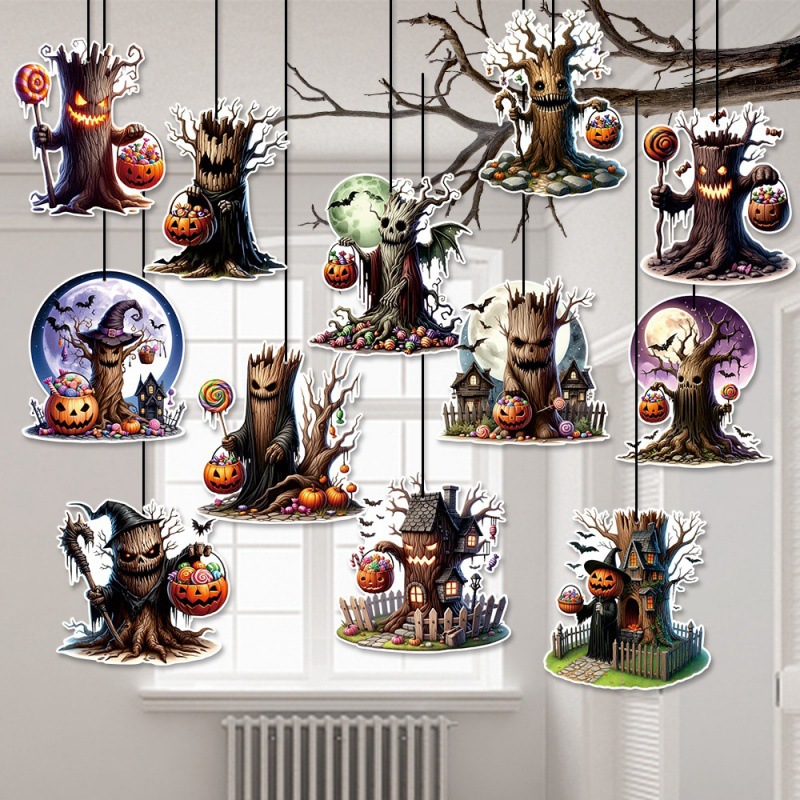 2025 nuevos productos de decoración de Halloween colgante colgante decoración de Halloween árbol esencia casa embrujada colgante decoración de atmósfera