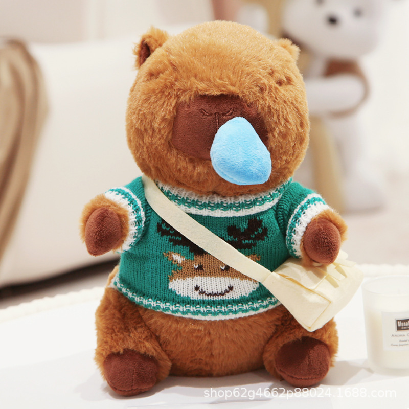 녹색 엘크 스웨터 흰색 가방