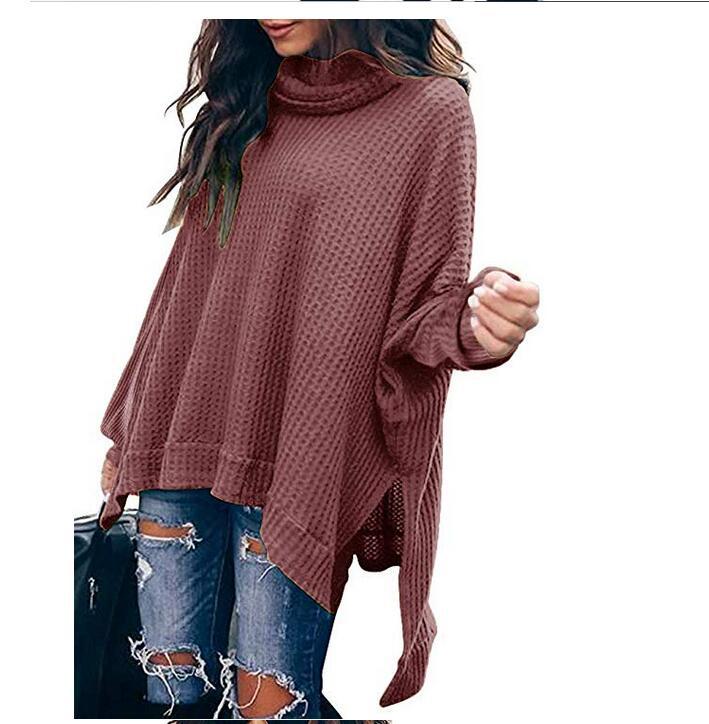 Europa y América transfronteriza AliExpress Amazon otoño nueva moda de cuello alto manga larga blusa irregular suéter