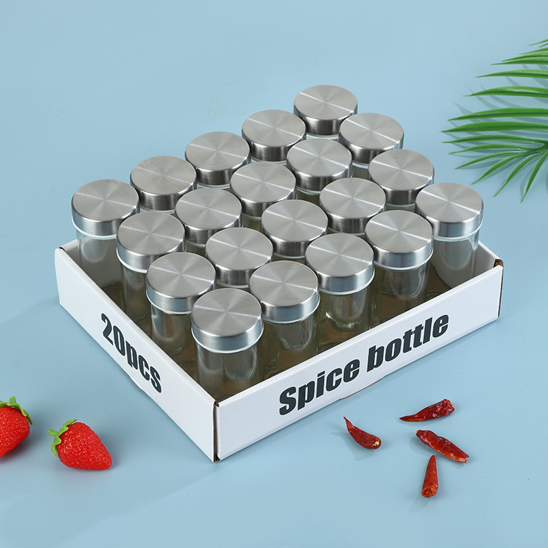 Cocina condimento tarro de almacenamiento traje hogar portátil barbacoa esparcidor con tornillo tapa vidrio condimento tarro conjunto completo