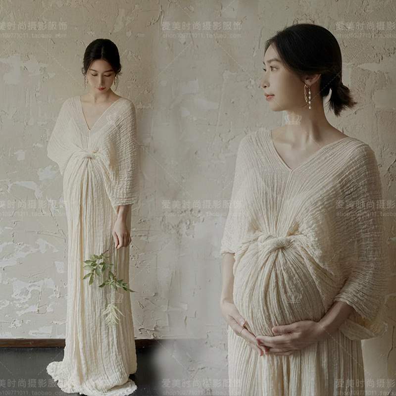 Photo Studio Theme New Retro New Chinese Style Wrinkled Dress Cool Pregnant Mommy Belly Photo Photography Clothing
