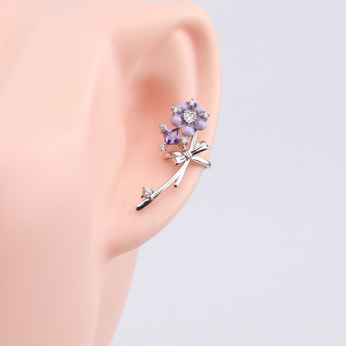 1 Pair Elegant Flower Bow Knot Plating Inlay Sterling Silver Zircon White Gold Plated Gold Plated Earrings display picture 4