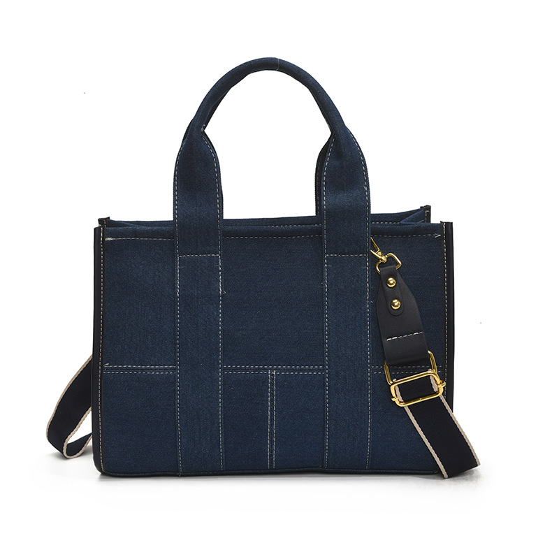 Bolso de mezclilla de gran capacidad para mujer 2025 nuevo bolso portátil de costura de color en contraste bolso de mensajero de paso de alta calidad