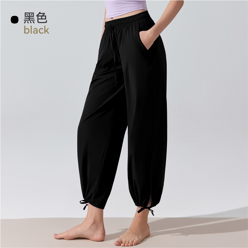 Europa y Estados Unidos transfronterizos cintura alta pantalones de piernas largas pantalones de baile sueltos nueve puntos pilates pantalones deportivos de fitness