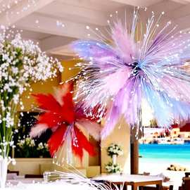 仿真烟花装饰芦苇彩色孔雀草婚庆商场焰火布置蝴蝶花洋葱草飞凌草