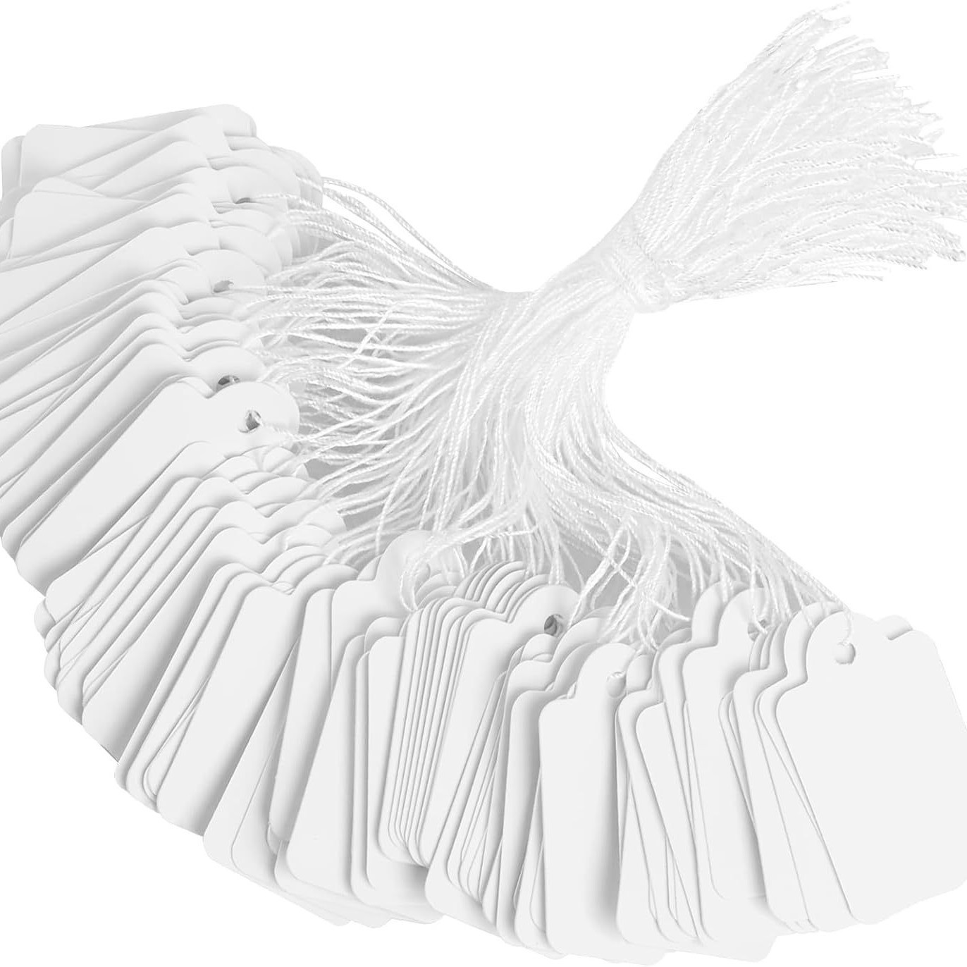 400张价格标签带绳子白纸吊牌标记串线可手写空白价格标签牌