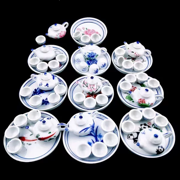 Mini Tea Set Children's Educational Toys Kids Pretend Play Interactive Ceramic Toys Miniature Children's Tea Set
