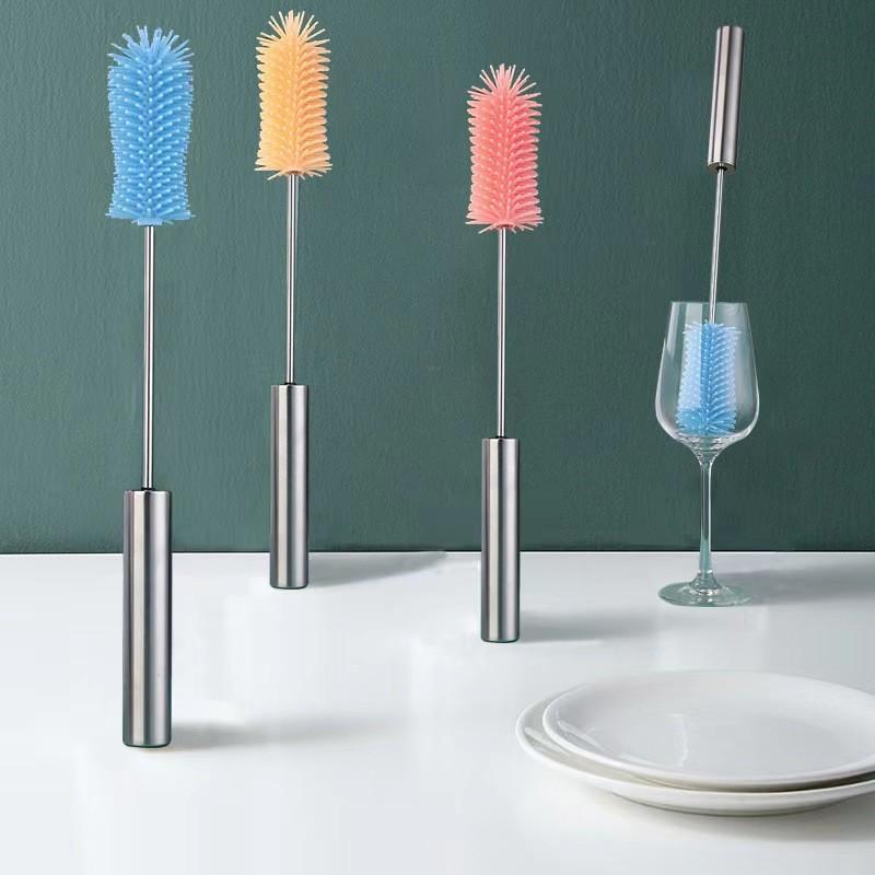 Semi-Automatic Cleaning Cup Brush, Multi-Functional Long-Handled Stainless Steel Cup Cleaning Brush, Press-Type Rotating Silicone Cup Cleaning Brush, Simple Design Semi-Automatic Cleaning Cup Brush, Multi-Functional Long-Handled Stainless Steel Cup Cleaning Brush, Press-Type Rotating Silicone Cup Cleaning Brush, Simple Design
