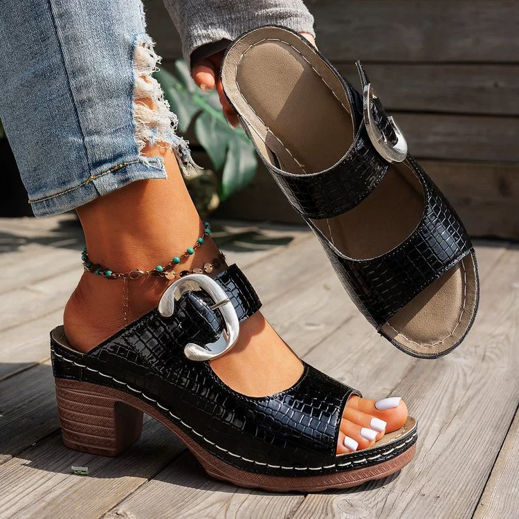 Женские летние босоножки на толстом каблуке, большие размеры, для трансграничной внешней торговли, модные, повседневные, с открытым носком.