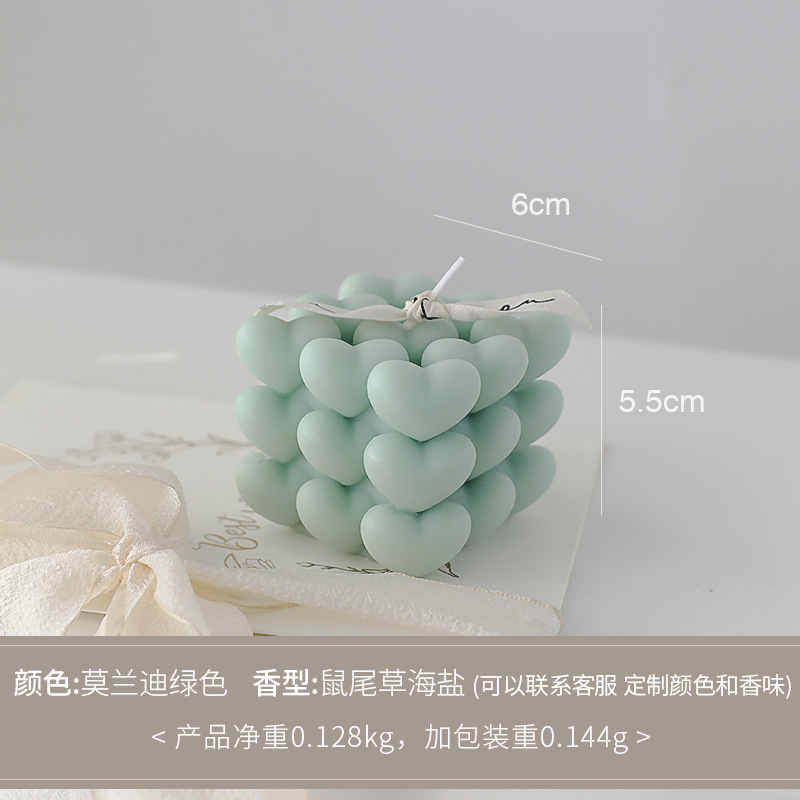 Regalos de San Valentín Recuerdos de aromaterapia navideña Regalos pequeños Cubo de Rubik Decoración de velas en forma de atmósfera romántica en forma de corazón