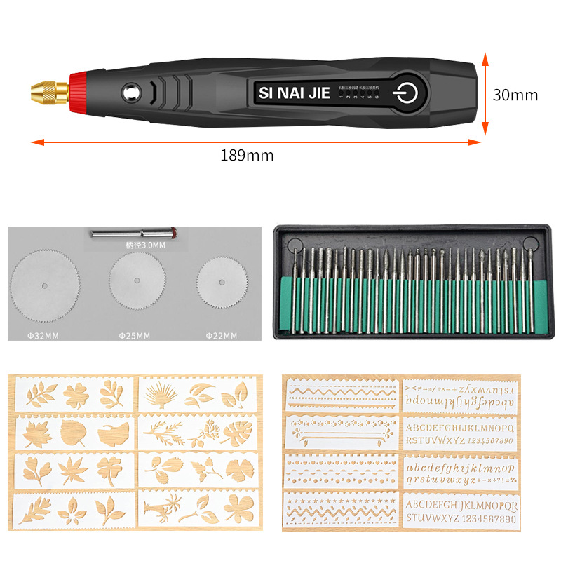 Máquina de grabado de jade de molienda eléctrica recargable de seis engranajes pluma de grabado de letras eléctrica Wenwan máquina pulidora de pulido de uñas taladro eléctrico