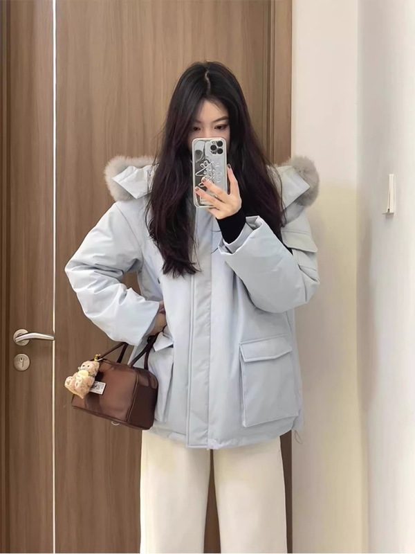 Fur Collar Workwear Parka down Cotton Jacket for Women 2025 Winter New Thickeneded Warm Fleece-Lined Cotton Jacket
