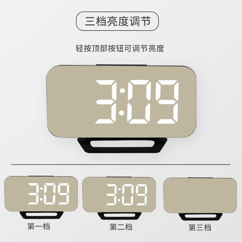 (2개) 국경 3625L 거울 디지털 시계 대형 스크린 초박형 LED 듀얼 USB 인터페이스 알람 시계 온도 디스플레이 스누즈 전원