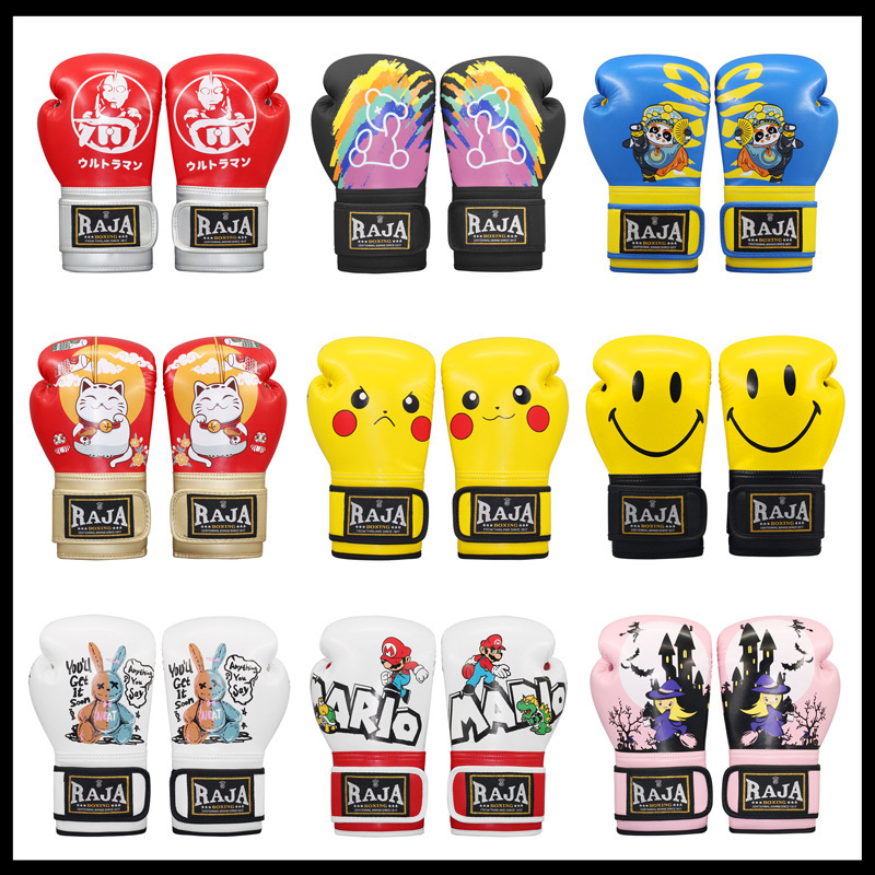 RAJA Cartoon Pattern Color Children's Boxing Gloves Professional Sanda Fighting Fighting Training Equipment Boxing Gloves