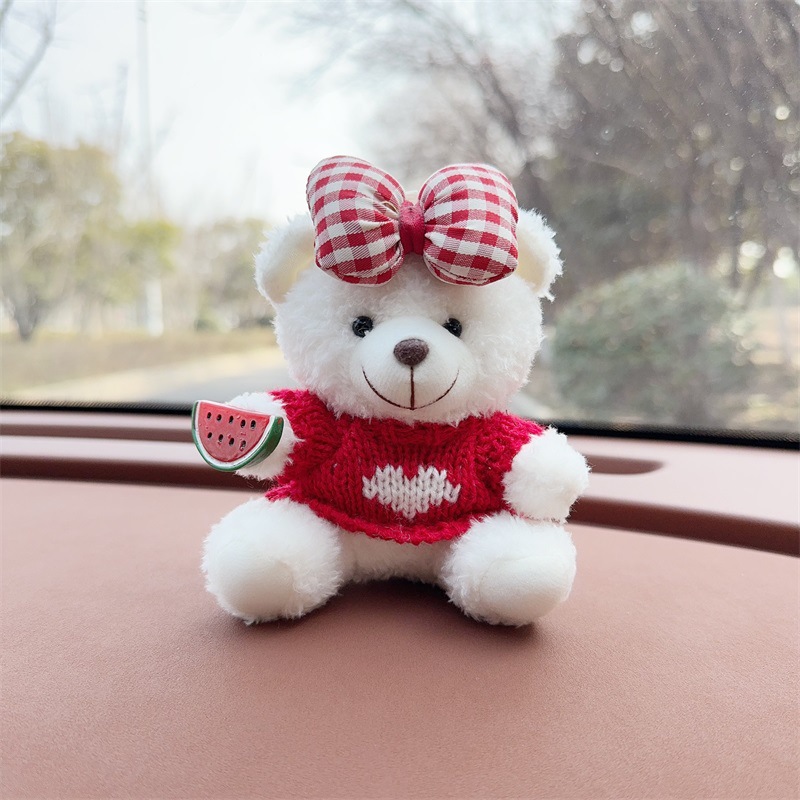Creativo lindo cartón de dibujos animados peluche oso montado en la consola central decoraciones de automóviles accesorios de automóviles accesorios de automóviles para hombres y mujeres